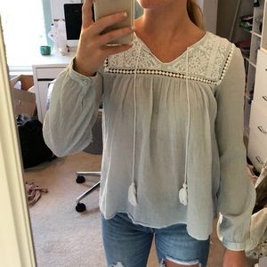 Blue and white peasant top!